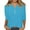 Blue, variant on Staron Women Linen V-Neck Blouse Button Down 3/4 Sleeve Casual Comfy Loose Top Vacation Beach Travel Tunic, Hot Pink S