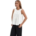 thumbnail image 3 of DARING DIVA Women's Babydoll Tank Summer Peplum Sleeveless Casual Flowy Shirts S White, 3 of 7