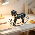 thumbnail image 4 of Distressed-style Wooden Rocking Horse Ornament -style Tabletop Decor Nostalgic Bookshelf Accessory Handcrafted Piece And Holiday Gift, Farmhouse Garden Home Office Desk Decor, 4 of 6