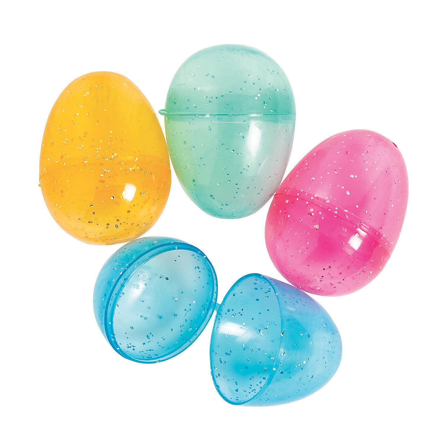 Clear Colored Glittered Plastic Eggs Party Supplies 12