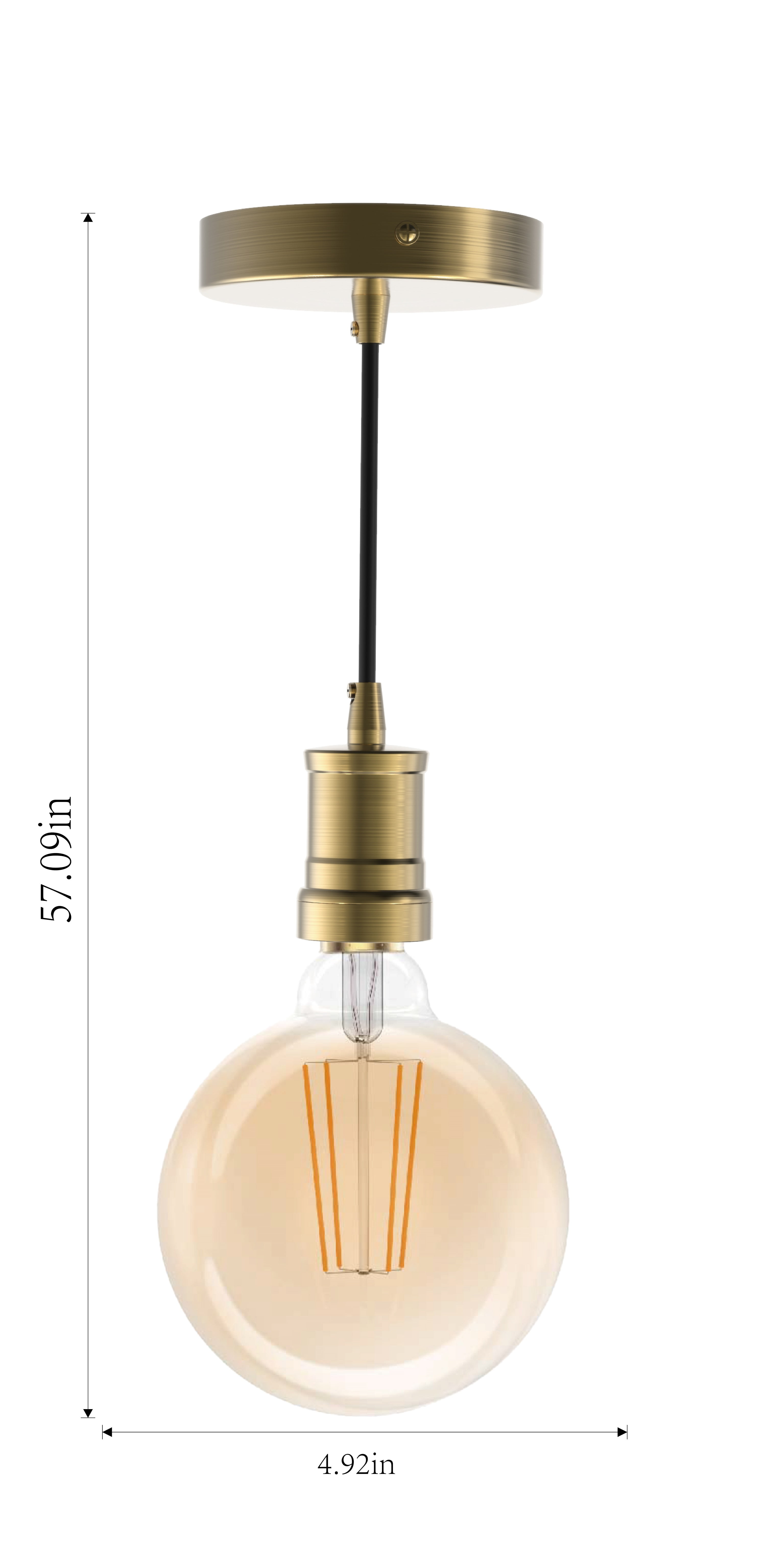 Better Homes & Gardens Single Bulb Pendant Light Brass, 1 G40 Bulb Included,1PK