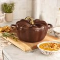 thumbnail image 2 of The Pioneer Woman 3.5-Quart Pumpkin Enameled Cast Iron Dutch Oven, Brown, 2 of 14