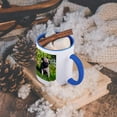 thumbnail image 5 of 3dRose, USA, California. Pug puppy standing in grass., 15oz Two-Tone Blue Mug, 5 of 7