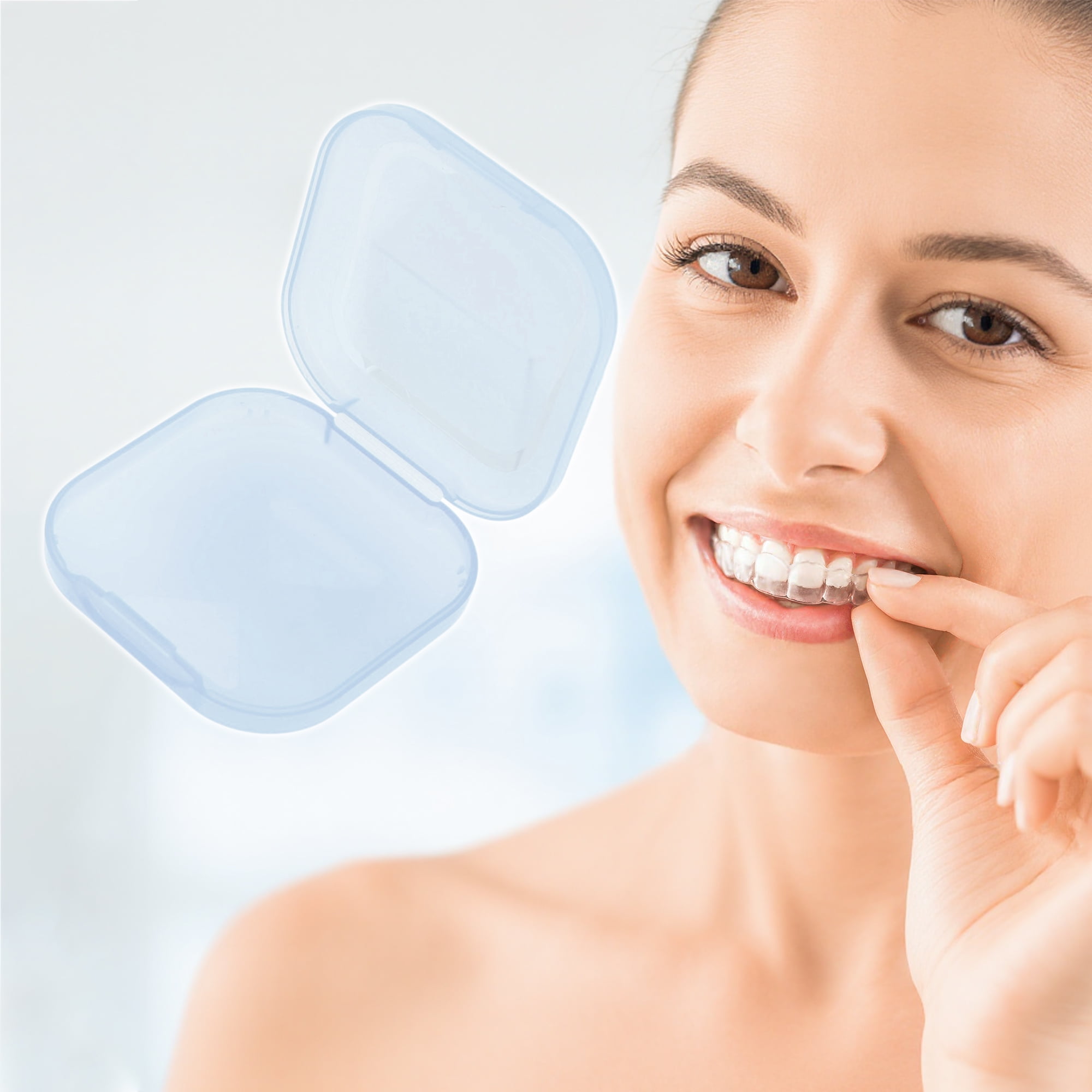 Unique Bargains Portable Transparent Retainer Case Braces Box 1 Pc Transparent Blue