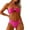 Hot Pink, variant on Enjoytime 3 Piece Swimsuit for Women Floral Print Tie Knot Cutout Halter Bikini Set Modest Bathing Suit with Cover Up Skirt