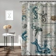 thumbnail image 2 of Orinice Nautical Coastal Shower Curtain Vintage Sailboat Compass Lighthouse Anchor Ocean Beach Seahorse Seashell Starfish Coral Bathroom Decor Fabric Curtains with Hook 36x72, 2 of 7