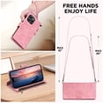 thumbnail image 3 of ELEHOLD Case for iPhone 16, PU Leather Zipper Wallet Flip Folio Case with Card Holder & Wrist Strap & Stand,Pink, 3 of 6