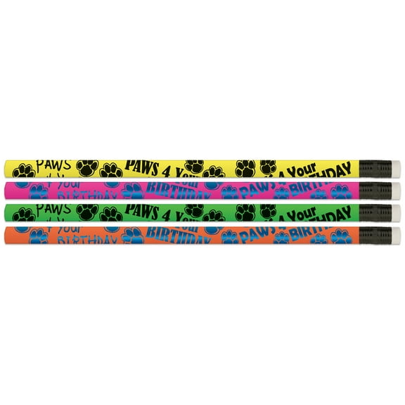 Musgrave Pencil Company Paws 4 Your Birthday Pencils, 12 Per Pack, 12 Packs
