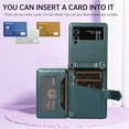 thumbnail image 3 of Dteck Wallet Crossbody for Samsung Galaxy Z Flip 4 Case with Lanyard Wrist Strap Credit Card Holder, PU Leather Protective Phone Case with Ring Holder,Green, 3 of 8