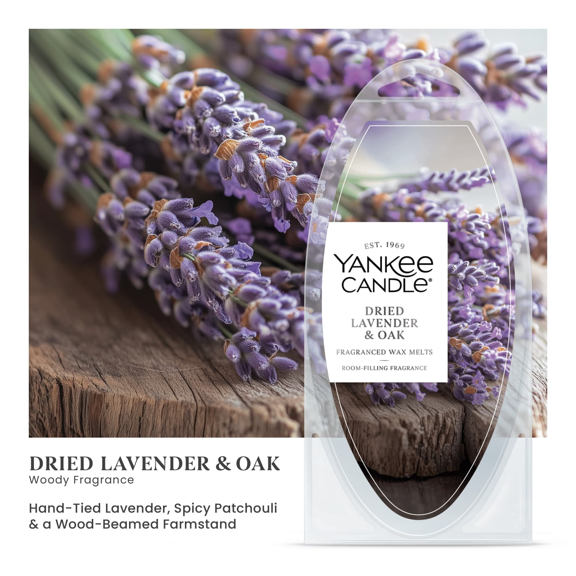 (2 pack) Yankee Candle Dried Lavender and Oak Fragranced Wax Melts, 1 Pack of 6, 2.6 oz