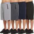 thumbnail image 3 of Essential Elements 4 Pack: Men's Active Performance Athletic Sports Workout Gym Casual Knit Basketball Shorts with Pockets Set E, Medium, m, 3 of 7