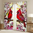 thumbnail image 2 of jejeloiu Pink Sakura Blackout Curtains,Christmas Cardinal Bird Curtains Pack of 2 (38x45 Each),Red Birds Window Curtains For Girls,Super Cozy Room Decor, 2 of 6