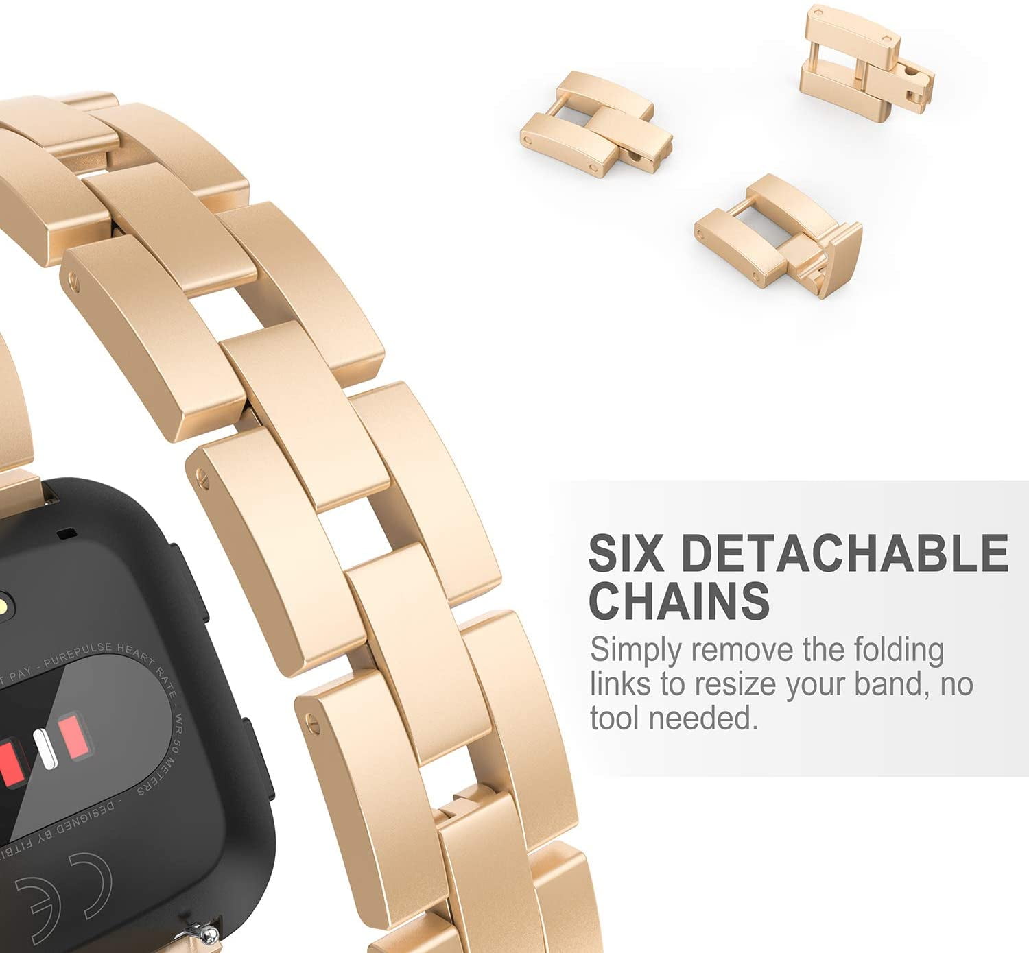 TOYOUTHS Bling Bracelet Compatible with Fitbit Versa/Versa 2 Bands for Women Stainless Steel Wristbands Replacement for Versa Lite Edition/Versa SE Accessories Dressy Metal Strap