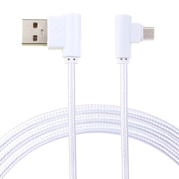 JIMTAB 2Pcs Nylon Braided Micro Usb 90 Degree Right Angle 2A Fast Data Sync Charger Cable (2 Pack）