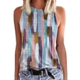 thumbnail image 1 of Prolriy Tops de verano para mujer 2024 Moda de verano para mujer Camisetas sin mangas con cuello redondo Ligeras sin mangas Estampadas Corte holgado Camisetas sin mangas con gráficos para mujer Azul, 1 of 4