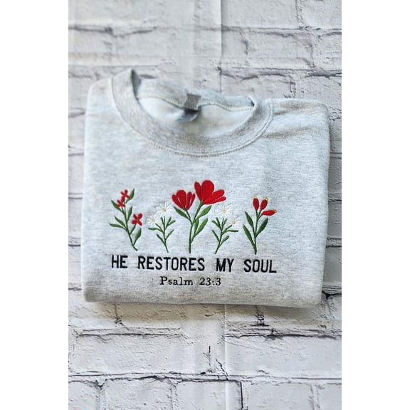 Floral Psalm 23 Christian Crewneck Sweatshirt