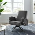 thumbnail image 2 of Armchair Swivel Accent Chair, Grey Gray, Velvet, Modern Contemporary, Living Lounge Cafe Room Hotel Lobby Hospitality, 2 of 8