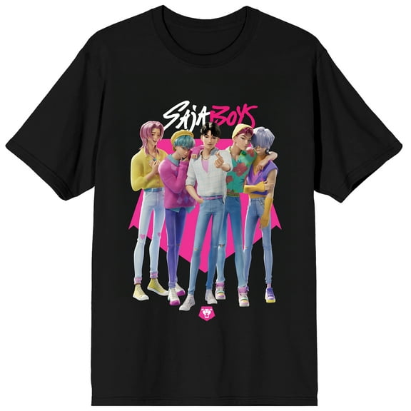 KPop Demon Hunters Saja Boys on Black Short Sleeve Adult T Shirt - XL