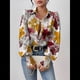 thumbnail image 5 of Camisas de Estilo Bohemio con Cuello en V, Botones y Mangas Largas con Estampado Floral para Mujer, para Otoño. Rojo y Amarillo S, 5 of 9