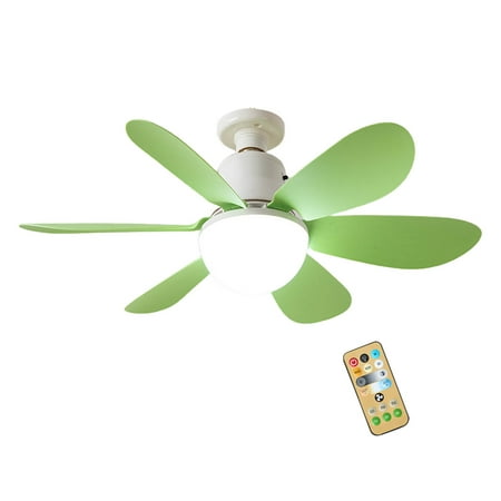 

Desktop Travel Bedroom Small Ceiling Ceiling Fan Light Silent Strong Wind Infinite Dimming Speed Regulation LED Flower Shaped Fan Light 40W Three Color Dimming Remote Control Version With Lamp