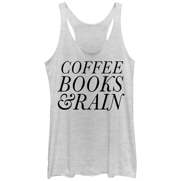 Women's CHIN UP Coffee Books and Rain  Racerback Tank Top White Heather X Large