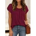 thumbnail image 3 of PRETTYGARDEN Summer Tops for Women Short Sleeve Crew Neck Pleated T Shirts Dressy Casual Blouses Fashion Clothing, 3 of 10