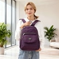 thumbnail image 6 of BadPiggies Nylon Backpack for Women & Men, Waterproof Small Daypack Purse Multi-Pockets Versatile Travel Bag - Purple, 6 of 10