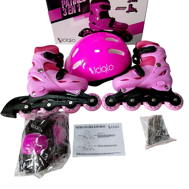 Patines Ajustables De 4 Ruedas Kit Casco Y Rodilleras Iciqlo