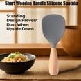 thumbnail image 6 of Qiangzon Short Wooden Handle Silicone Spatula Spoon Heat Resistant Non-Stick Cooking Utensil Multi-Function Rice Paddle with Ergonomic Grip for Mixing Serving Kitchen Tool Dishwasher Safe, 6 of 9