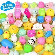MOMOTOYS Mochi Squishy Toys FLY2SKY 28PCS Animal Mini Squishies Kawaii Party Favors for Kids Cat Unicorn Squishy Squeeze Stress Relief Toys Goodie Bags Novelty Toy Easter Gifts for Boys Girls Adults, Random