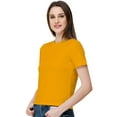 thumbnail image 3 of eloria Women's Lycra Round Neck Slim Fitted Basic Tee Tops Short Sleeve T-Shirt, Color : Dark Yellow, 3 of 6