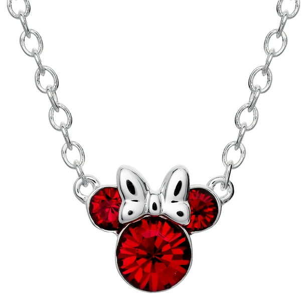 Disney Disney Silver Plated Minnie Mouse Crystal Birthstone Necklace