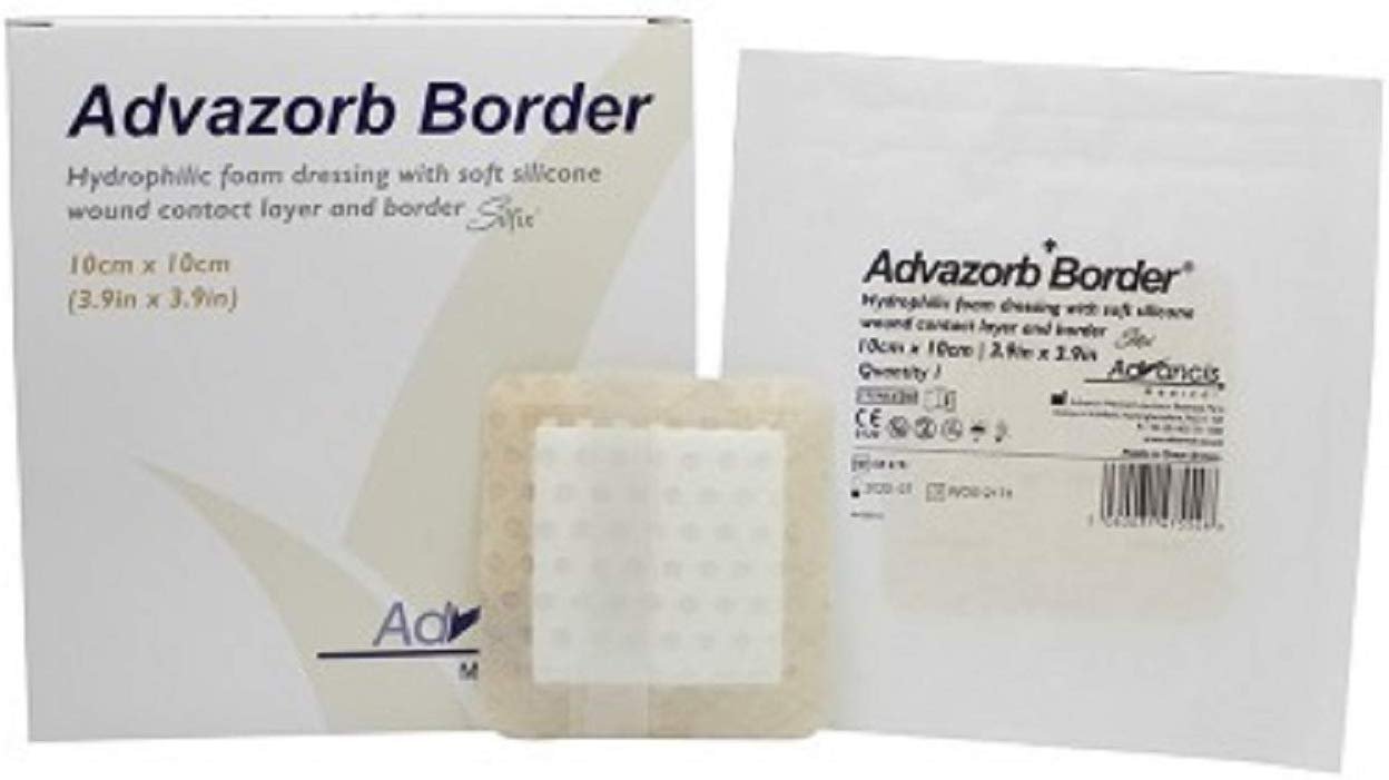 Hydrophilic Foam Dressing with Border and Silicone 4 x 8. Pack of 10