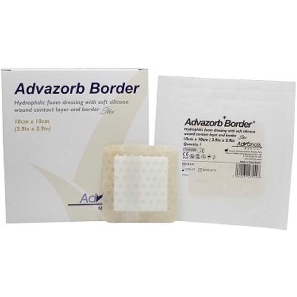 Hydrophilic Foam Dressing with Border and Silicone 4 x 4. Pack of 10