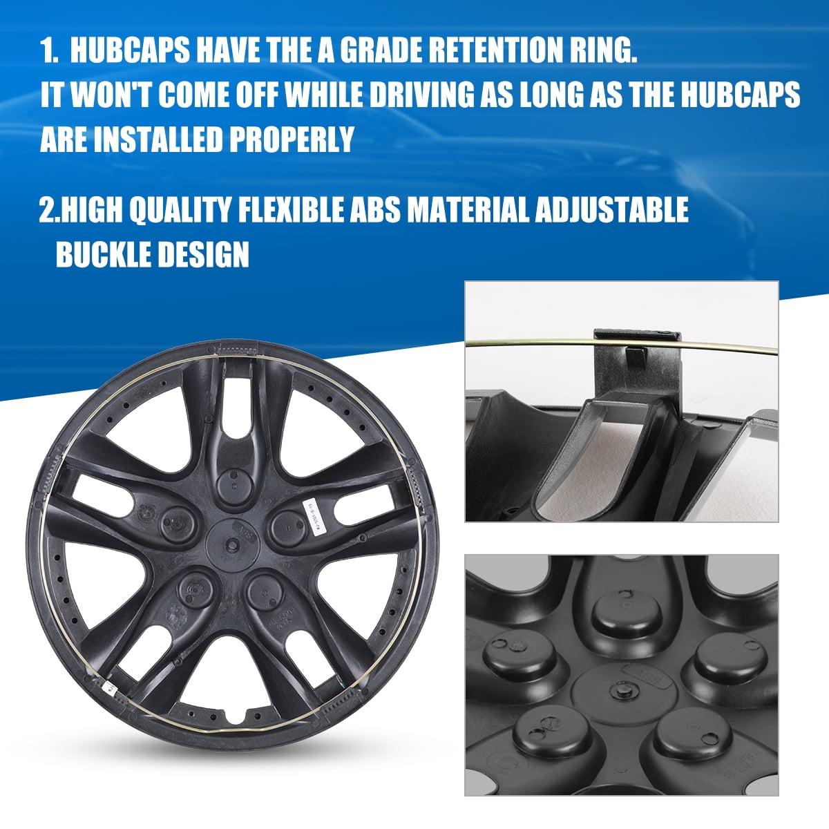 4Pcs Set 12" Universal Wheel Covers Hubcaps,Wheel Rim Cover Replacement,Snap on Car Truck SUV,PP Material,Lacquer