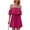 Rose Red, variant on Women's Casual Off The Shoulder Flowy Mini Dresses, Summer Sexy Beach Sundress