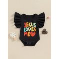 thumbnail image 2 of Bagilaanoe Newborn Baby Girl Boy Summer Rompers Letter Print Flying Sleeve Bodysuits 3M 6M 12M 18M Infant Casual One Piece Short Jumpsuit, 2 of 7