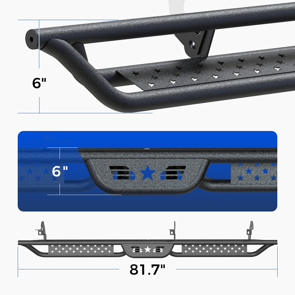 6" Running Board for 2019-2026 Silverado/Sierra 1500 Crew Cab Nerf Bar Side Steps