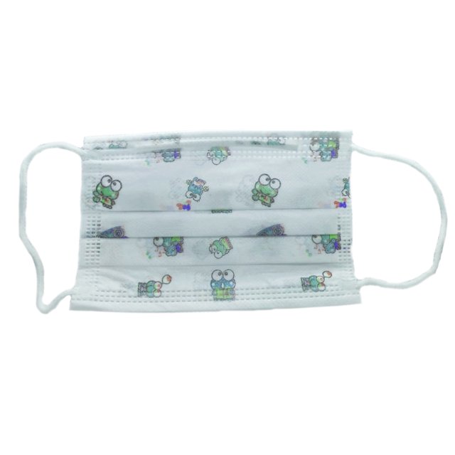 Paquete cubrebocas Genérico para niños 50pzs termosellado tricapa diseño rana