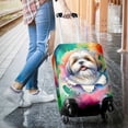 thumbnail image 3 of Funny Watercolor Adorable Shih Tzu Peeking Through Torn Paper Effect Travel Luggage Cover Lion Dog Lover Gifts Suitcase Dust Protective Decor - 00026, 3 of 5