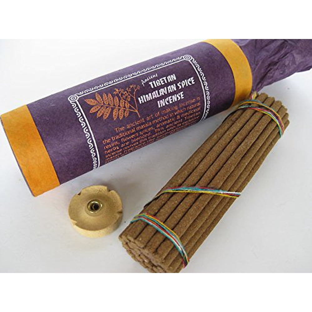 Himalayan Spice Incense In the Traditional Tibetan Style, 30 Sticks and Holder, Mandala Arts and