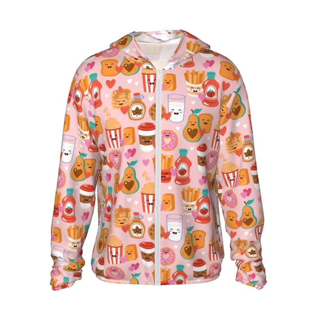Fotbe Funny Food Chaqueta con Protección Solar UPF 50+ para Hombre y Mujer, Camisa con Capucha y Bolsillos-Large