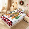 thumbnail image 2 of Erosebridal Gingerbread House Twin Fitted Sheet 2 Pieces,Christmas Village Bedding,White Green Brown,1 Fitted Sheet and 1 Pillowcase, 2 of 4
