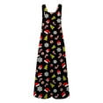 thumbnail image 5 of Womens Jumpsuits Christmas Print Button Front Straps Wide Leg Women's Rompers,Black,S, 5 of 6