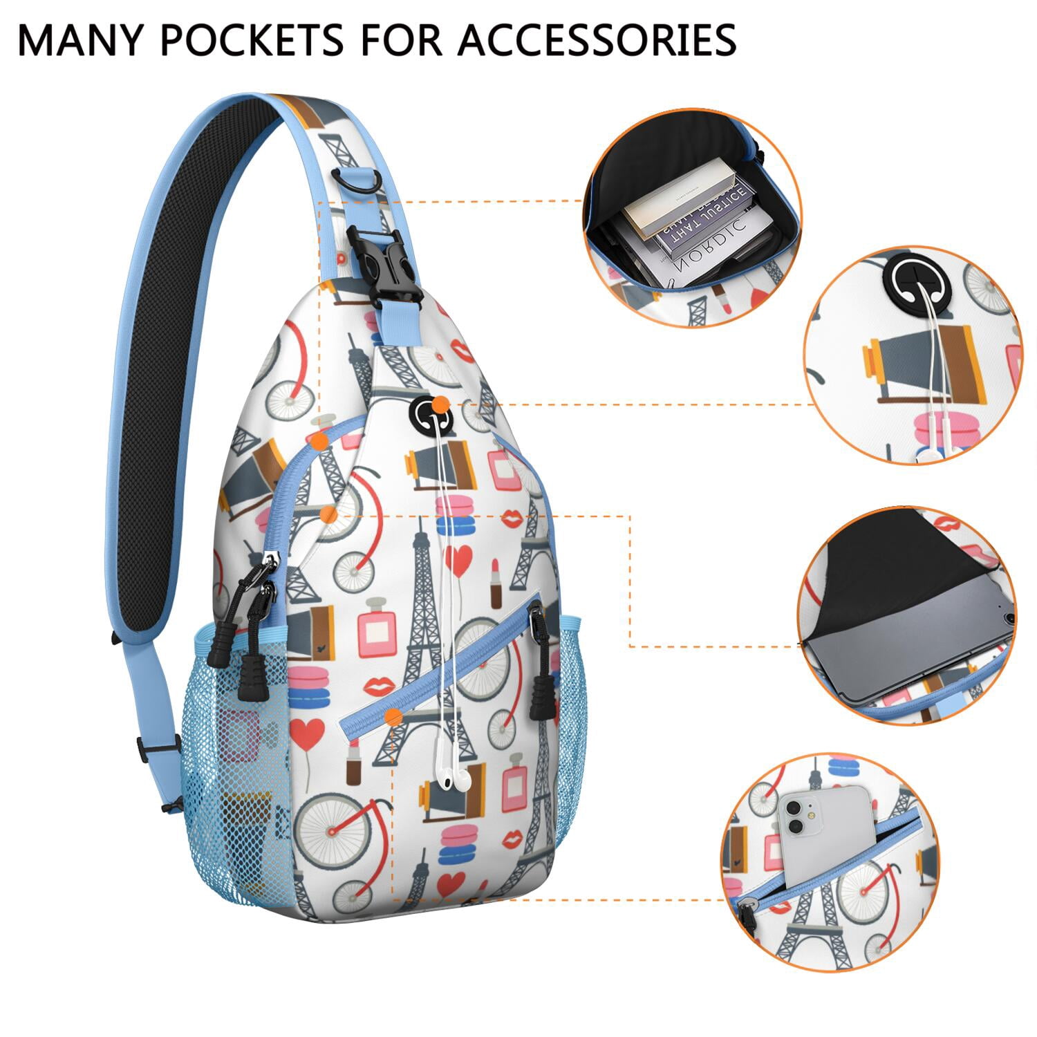 Sling Bag Tower Travel Sling Bag Casual Bag for Men Women