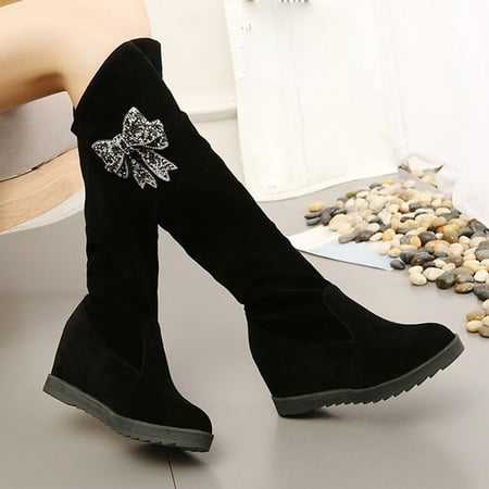 

Womens Boots Women Boots Autumn Winter Cotton Insert Warm Knee High Long Boots Female Elasticity Heel Height Shoes Ladies Boots Black 8.5 Boots for Women