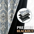 thumbnail image 3 of Curtainking 100% Blackout Curtains 96 in Blue Damask Medallion Window Curtains for Bedroom Grommet Thermal Insulated Drapes for Living Room Vintage Luxury Window Treatments Set 2 Panels, 3 of 7