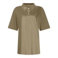 thumbnail image 4 of Women's Casual Polo Shirt Short Sleeve Cotton Blend Top for Summer, Lightweight and Breathable, Pink Light Brown XL, 4 of 4