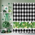 thumbnail image 3 of Shower Curtain, St. Patrick's Day Lucky Green Gold Coin Waterproof Shower Curtain Set with Hooks for Bathroom Showers,Stalls and Bathtubs,36x78In Black White Plaid, 3 of 9