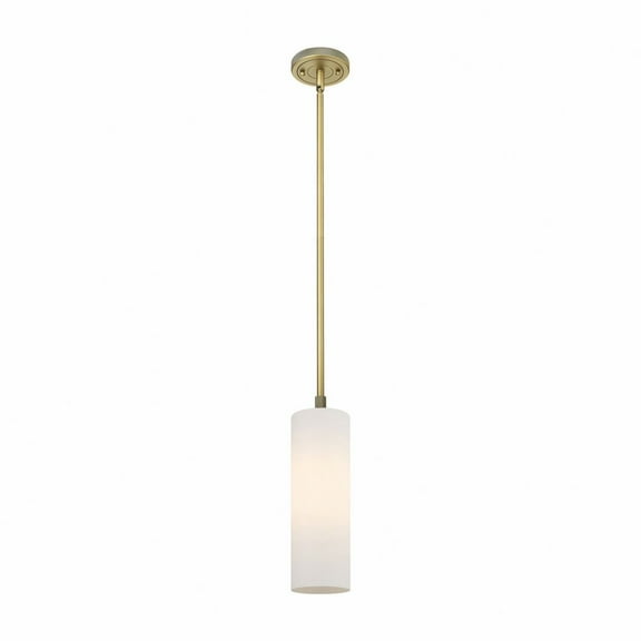 Innovations Lighting  Crown Point - 1 Light 12" Stem Hung Pendant Brushed Brass/Matte White